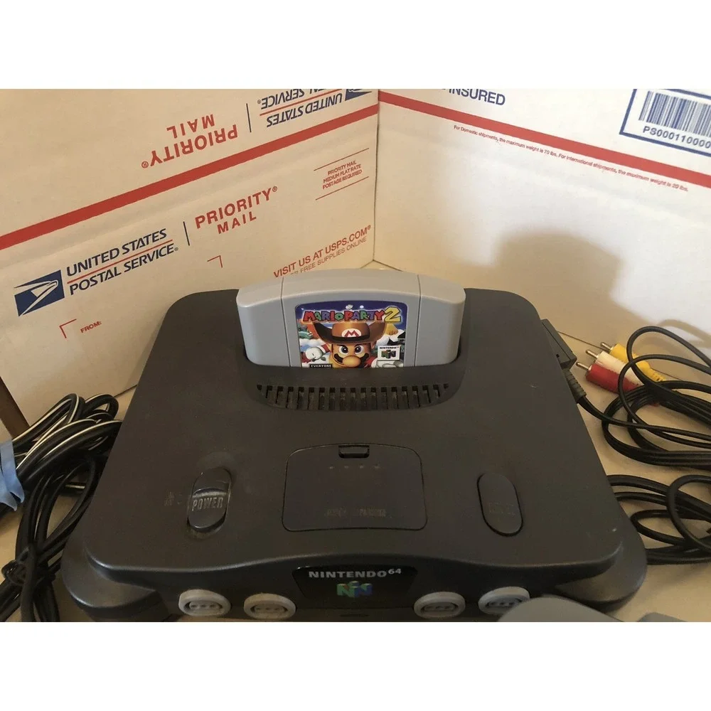 Nintendo 64, N64 System / Console Bundle + Cables + 2 Controller + Mario Party 2